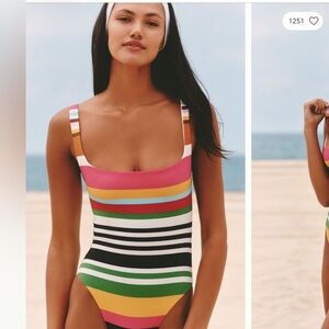 Cala de la Cruz Viena One Piece Swim Agave Multi Small NWT Anthropologie Rainbow